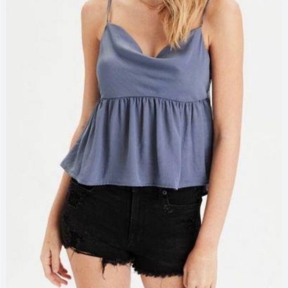 American Eagle Outfitters Tops - American Eagle Silky Spaghetti Strap Tank with Peplum - Size Medium